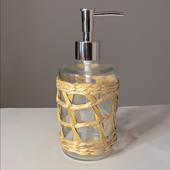 Glass Soap Dispenser with Removable Woven Accent – Shoreline Theme - Picture 1 of 3